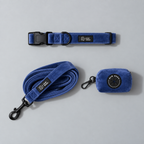 Midnight Blue Velvet Collar Walking Set