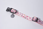 a super fun, pink, disco design dog collar in 3 sizes and fully adjustable, sits on a white backgroun