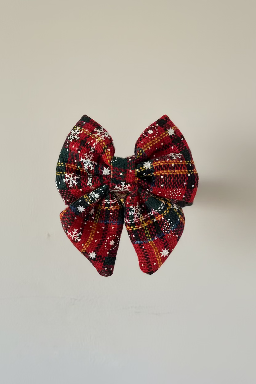 Christmas tartan sailor bow for dog collars by Bew Dogs