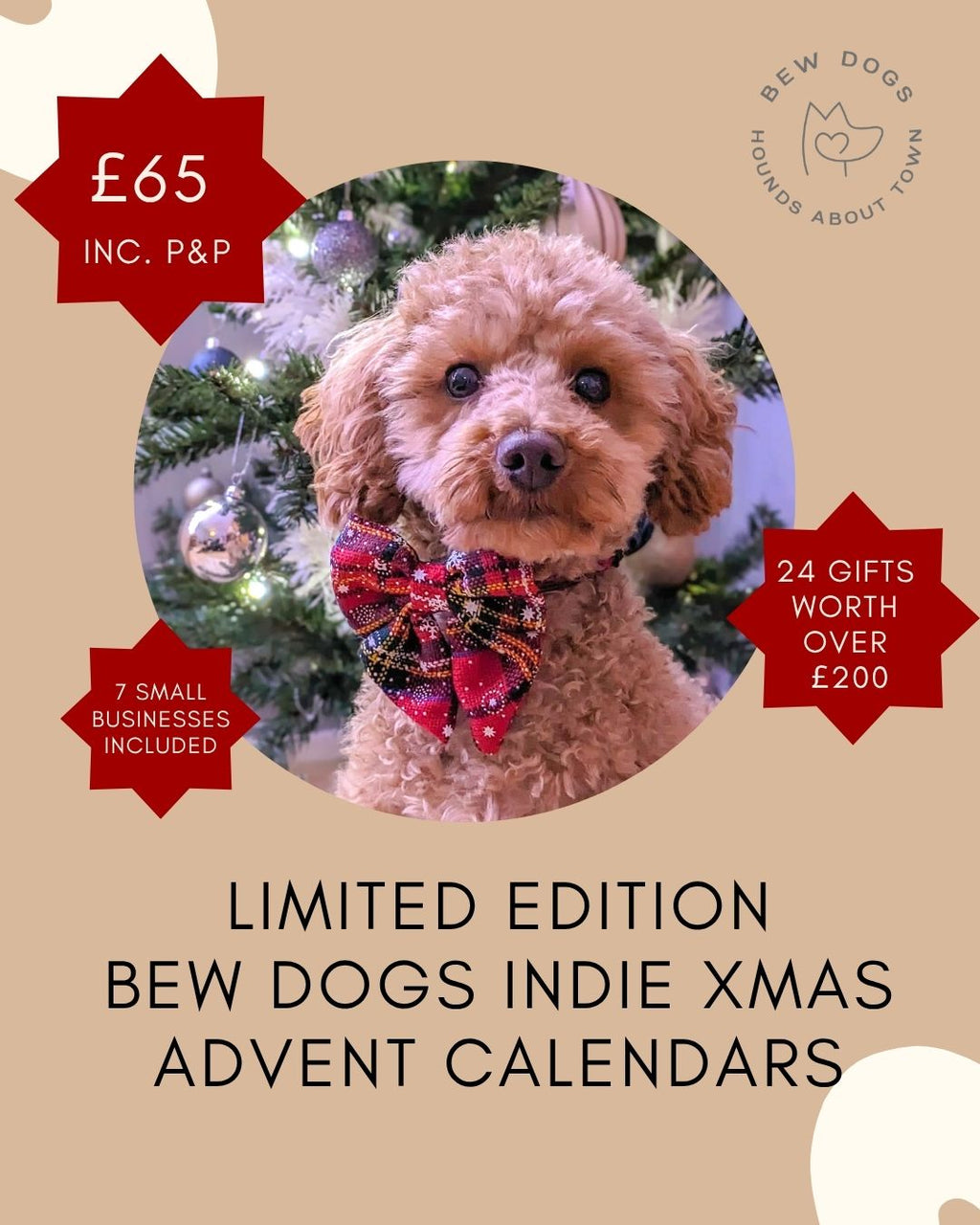 Bew Dogs Luxury dog Christmas advent calendar worth over £200, filled with 24 gifts for you and your dog