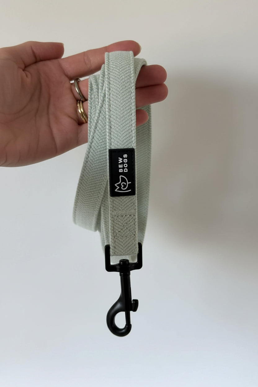 a soft and stylish green herringbone lead from Bew Dogs, suitable for all dogs and everyday dog walks. 