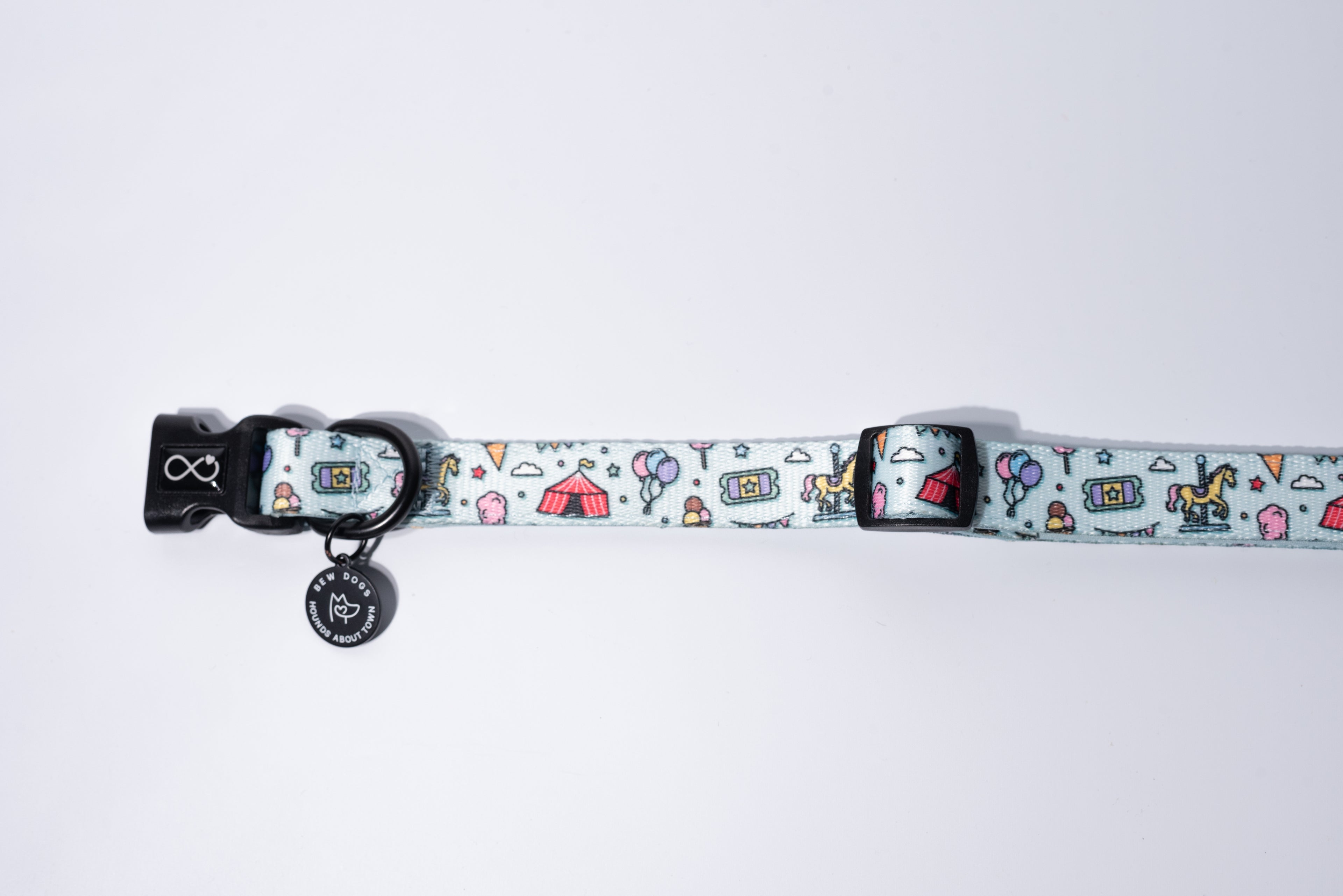 Dog collar with colorful pattern on a white background