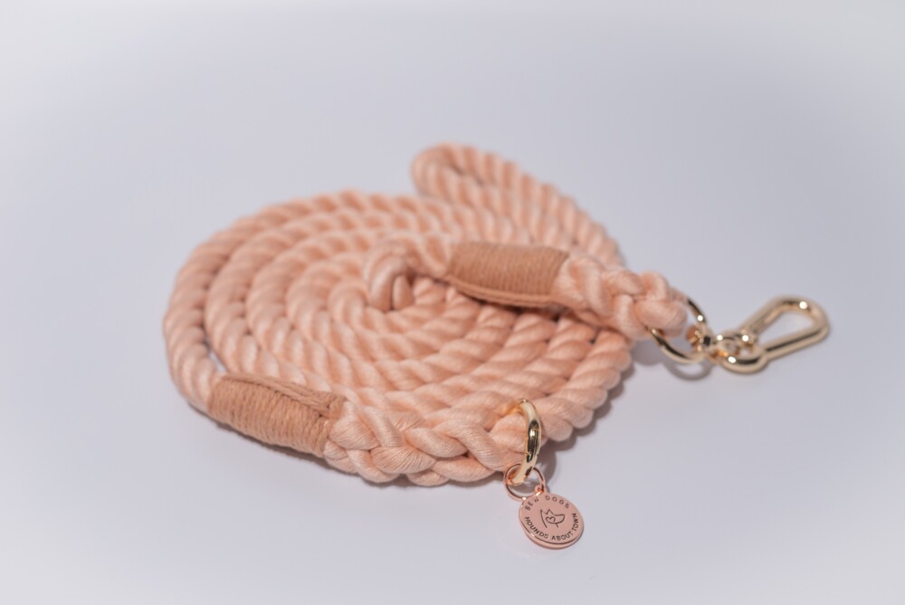 A Peach Rope Lead on a white background